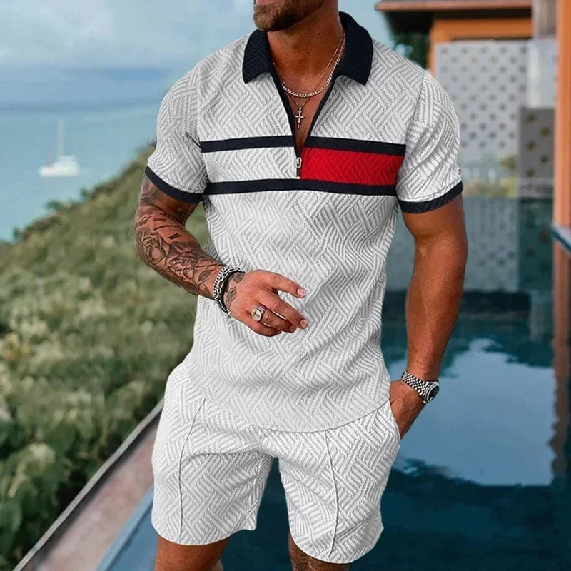 2025 Summer Men Clothing Fashion Short Sleeve Polo Shirt+shorts Sets 3D Print Trend Tracksuits Breathable Men's 2PCS Sets S-5XL