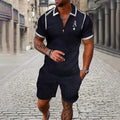 Fashion Summer Men's Tracksuit Short Sleeve Polo Shirt Set Coconut Tree 3D Print Clothing 2 Pieces Casual Suit Streetwear Outfit