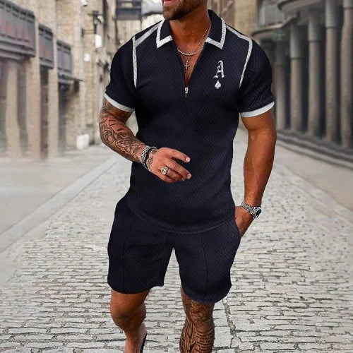 Fashion Summer Men's Tracksuit Short Sleeve Polo Shirt Set Coconut Tree 3D Print Clothing 2 Pieces Casual Suit Streetwear Outfit