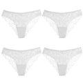 TrowBridge 4PCS Women's Panties Sweet Lace Underwear Sexy Lingerie Soft Silk Satin Female Briefs Hollow Out Mesh Cozy Underpants