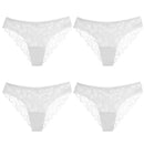 TrowBridge 4PCS Women's Panties Sweet Lace Underwear Sexy Lingerie Soft Silk Satin Female Briefs Hollow Out Mesh Cozy Underpants