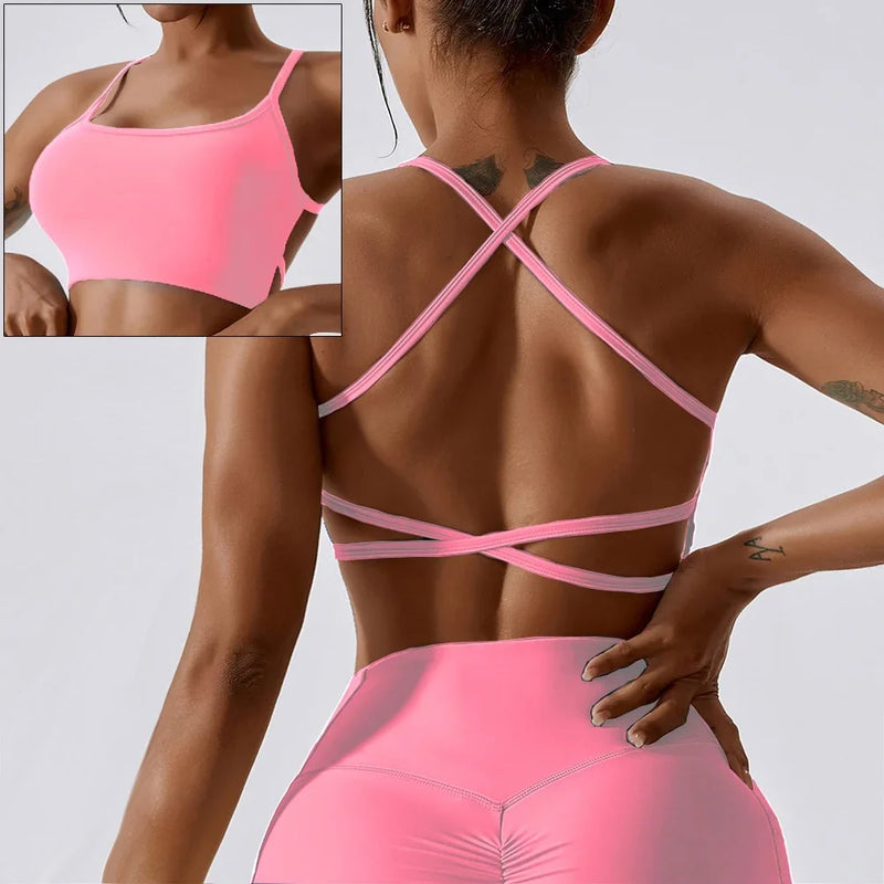 Cloud Hide Sexy Back Sports Bra Women Yoga Crop Top Home Fitness Workout Underwear Dancing Vest Plus Size Running Cycling Shirt