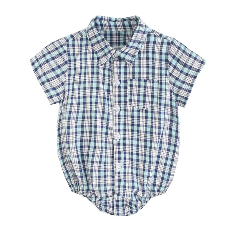 Sanlutoz Cotton Baby Boys Bodysuits Fashion Newborn Clothes for Baby Boy Short Sleeve Summer Baby Clothing Plaid