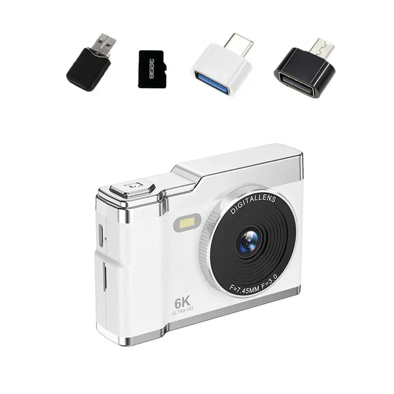 6K HD Digital Camera 2.4in IPS Display 8X Zoom 64MP Video Camera With Fill Light 4K Selfie Camera For Kids Students Teens 2025