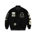 European and American Fashion Letter Embroidered Jackets Unisex Couple Contrasting Color Y2K Hip Hop Loose Leather Jackets Men