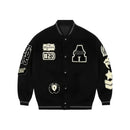 European and American Fashion Letter Embroidered Jackets Unisex Couple Contrasting Color Y2K Hip Hop Loose Leather Jackets Men