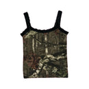 American retro punk aesthetic lace leopard print camisole top sexy slim fit chic hottie crop tops Harajuku Y2K aesthetic Clothes