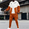 2025 Men's new fashion trend hooded zipper double pocket patchwork color jacket Business casual sports suit