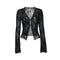 Fashionable Chiffon Blouse Elegant Slim Fit Tweed Style Flare Sleeve Top For Women Autumn 2024 New Arrival Smooths Your Silhouet