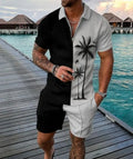 Men's Summer Tracksuit Sports Suit Men Set 3D Printed Casual Short Sleeve T Shirt Lapel Zip Polo Shirt Male Clothing Jogging