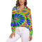 Bright Flower Power Blouse Retro Hippy Flowers Trendy Printed Blouses Female Long Sleeve Casual Shirts Spring Oversized Clothing