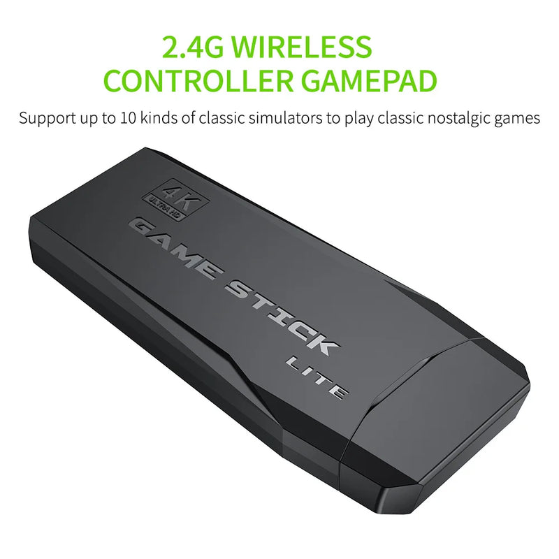 Video game console 2.4G wireless controller 4K high-definition game stick 64GB 20000+games retro games children's Christmas gift