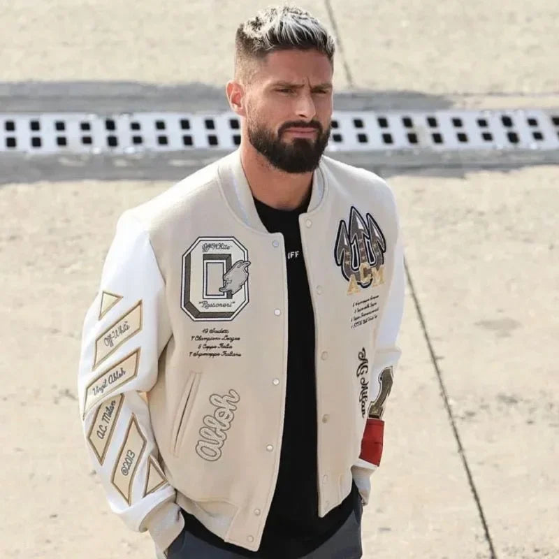 European and American Fashion Letter Embroidered Jackets Unisex Couple Contrasting Color Y2K Hip Hop Loose Leather Jackets Men