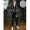 New Men's Hooded Suit PU Leather Casual Sports Bright Leather Top Plus Pants Jogging Suit