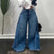 Vintage American Style Wide Leg Jeans Spliced Or Length Bell Bottom Fringebell-Bottom Pants For Men And Women