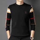 Autumn and Winter Men's Sweater Knitted Pullover New Soft Warm Striped Checker Round Neck Sweater Casual Fashion Men Clothing