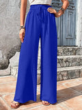 Women High Elastic Waist Wide Leg Pants Summer Casual Female Sand Beachwear Full Loose Trousers YLX-333