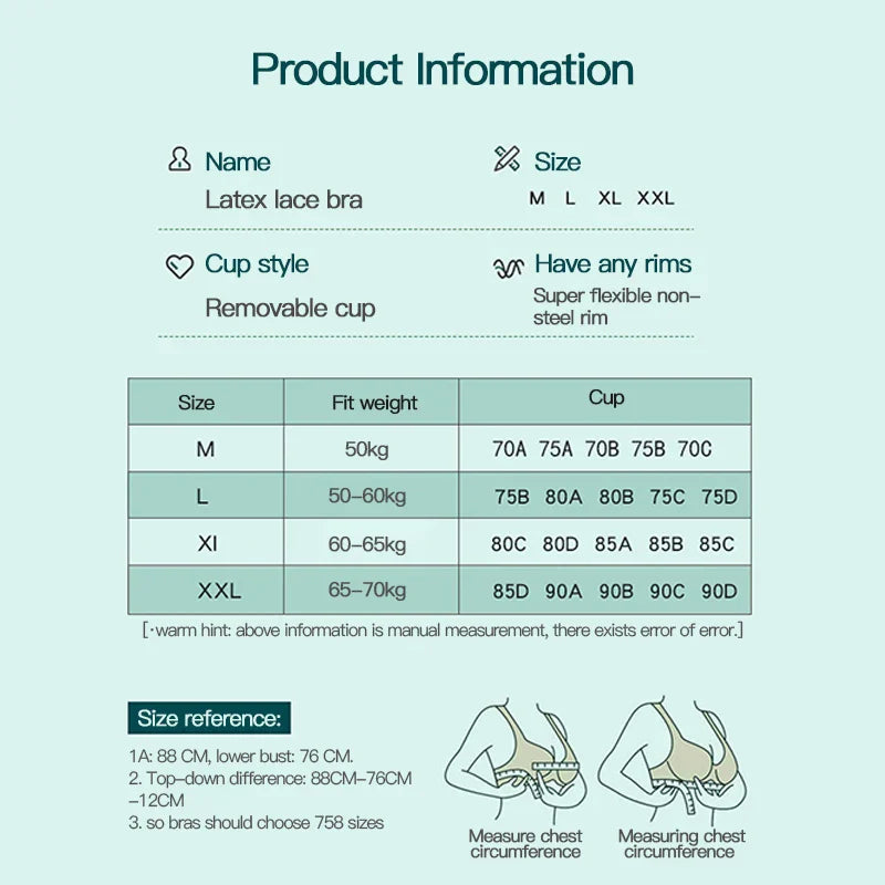 5D Women's Plus 4XL Latex Bra Seamless Bras For Women Underwear BH Push Up Bralette With Pad Vest Top Bra