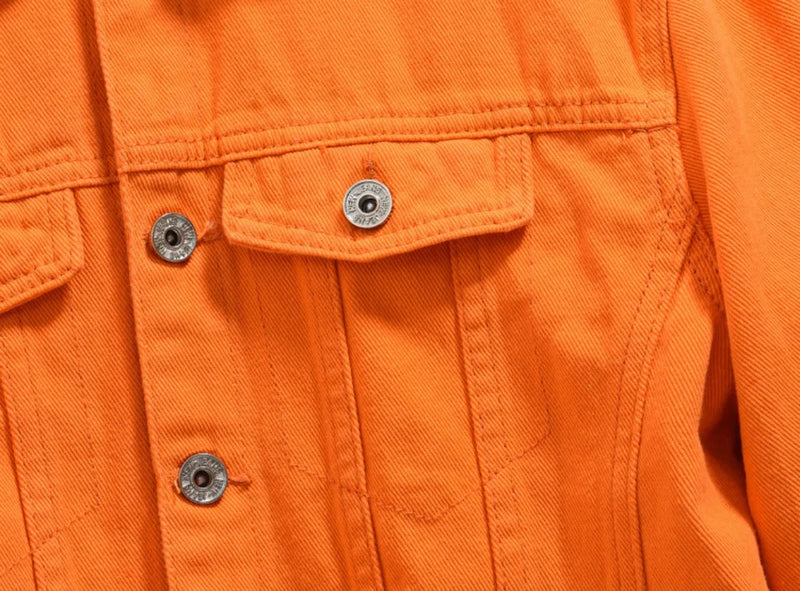 Trendy Men's Spring and Autumn Orange Orange Denim Jacket Men's Shoulder Down Hong Kong Style Oversized Loose Casual Jacket Top