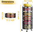 Fruit and Vegetable Basket Bowls for Kitchen with Metal Top Lid, 5 Tier Rotating Storage Rack Cart for Potato Onion Bread