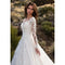 European American Style Women's White Dress Lace Embroidered Evening Dress 3/4 Sleeves Off-shoulder Bridal Gown Long