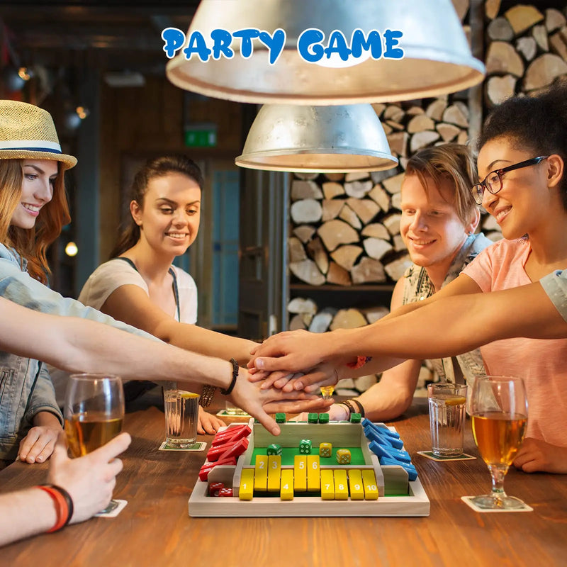 4-Player Wooden Dice Game - A Traditional Math Decision-Making Game Perfect for Parties and Family Interaction
