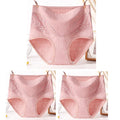3pcs Cotton Women Panties Lady Plus Size Underwear Lace High Waist Briefs Breathable Solid Color Female Lingerie