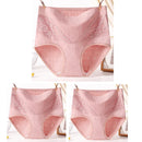 3pcs Cotton Women Panties Lady Plus Size Underwear Lace High Waist Briefs Breathable Solid Color Female Lingerie