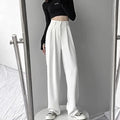 Women Suit Pant Korean Elastic High Waist Straight Pants Casual Loose Solid Simple Wide Leg Trousers Commuting Autumn Winter