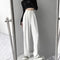 Women Suit Pant Korean Elastic High Waist Straight Pants Casual Loose Solid Simple Wide Leg Trousers Commuting Autumn Winter