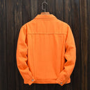 Trendy Men's Spring and Autumn Orange Orange Denim Jacket Men's Shoulder Down Hong Kong Style Oversized Loose Casual Jacket Top