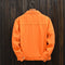 Trendy Men's Spring and Autumn Orange Orange Denim Jacket Men's Shoulder Down Hong Kong Style Oversized Loose Casual Jacket Top
