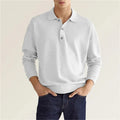 2024 Autumn leisure Home long Sleeve top Fashion Men's solid color lapel Men's POLO Shirt