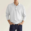 2024 Autumn leisure Home long Sleeve top Fashion Men's solid color lapel Men's POLO Shirt