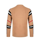 Autumn and Winter Men's Sweater Knitted Pullover New Soft Warm Striped Checker Round Neck Sweater Casual Fashion Men Clothing