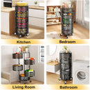 Fruit and Vegetable Basket Bowls for Kitchen with Metal Top Lid, 5 Tier Rotating Storage Rack Cart for Potato Onion Bread