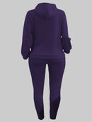 4XL 5XL LW Plus Size Spring Two Piece Women Fleece Hooded Collar Kangaroo Pocket Tracksuit Set Matching Suits Two Pieces Outfit