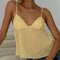 Women y2k Fairy Pleated Mesh Sheer Camisole Mini Bowknot Front Spaghetti Strap V-Neck Lace Cropped Tops Clubwear Streetwear