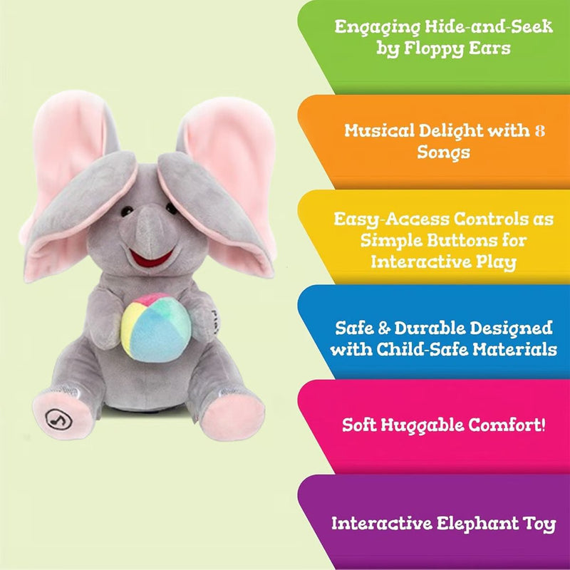 Cute Hide and Seek Elephant Plush Doll with Musi