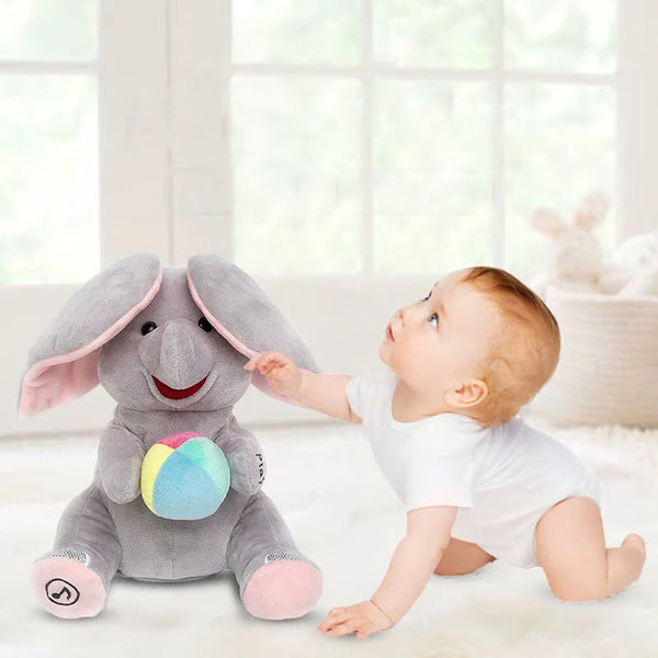Cute Hide and Seek Elephant Plush Doll with Musi